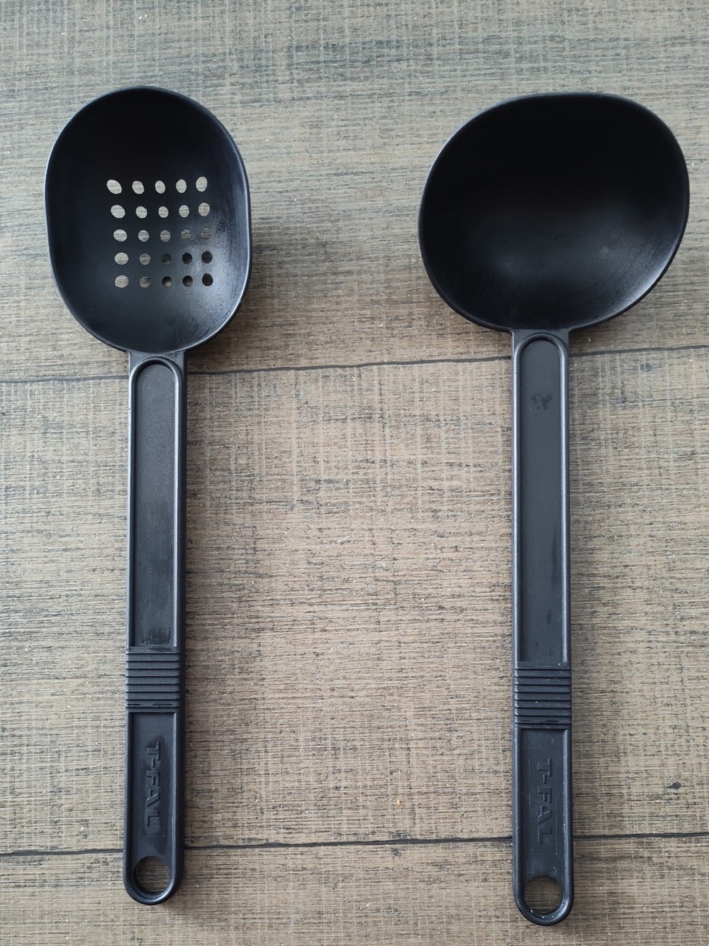 Vintage T-Fal Canada Black Nylon Kitchen Utensils Set Soup Ladle & Slotted Spoon